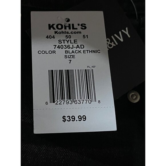 Harper & Ivy Womens Black Bootcut Jeans Jr Sz 7 Embellished Pockets Modern Boho - Picture 6 of 10